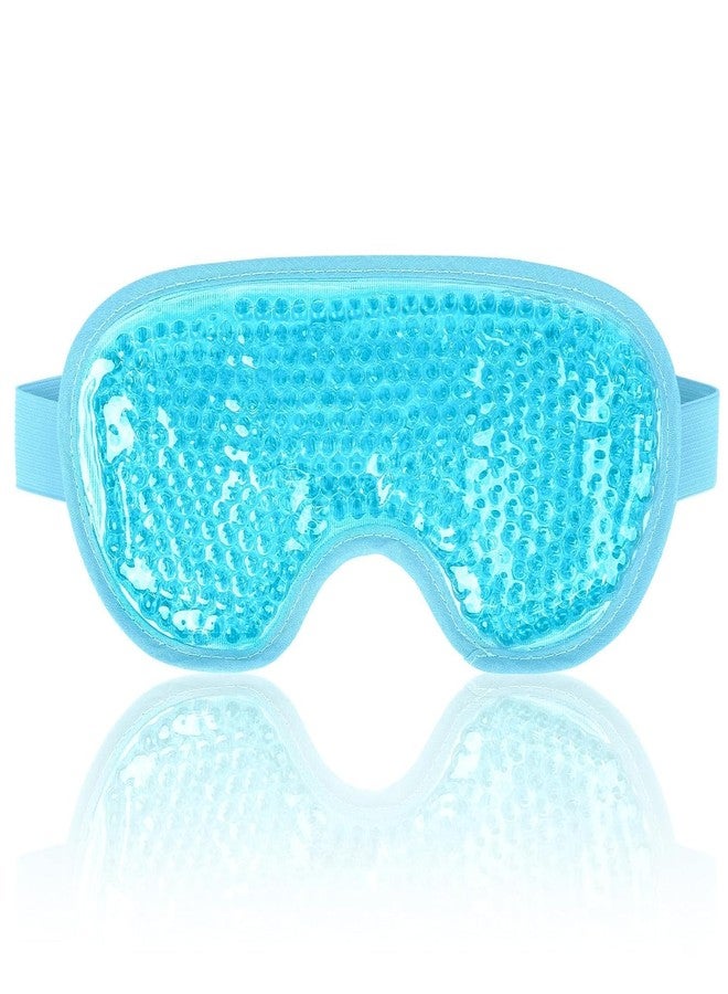 JUDEE Reusable Gel Beads Eye Mask for Sleeping - Hot & Cold Therapy Eye Pillow for Relaxation and Comfort - Soft, Adjustable Sleep Mask (Blue) - Image 1