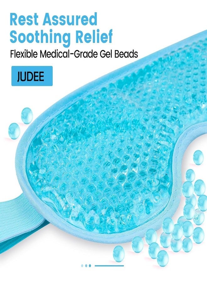 JUDEE Reusable Gel Beads Eye Mask for Sleeping - Hot & Cold Therapy Eye Pillow for Relaxation and Comfort - Soft, Adjustable Sleep Mask (Blue) - Image 5