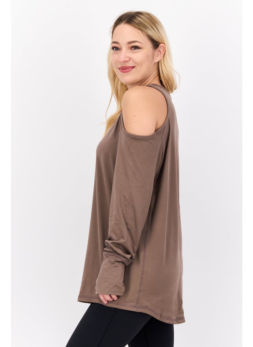 Women Sportswear Fit Long Sleeve Plain Top, Brown - pzsku/ZDA85EC7E195175A2431DZ/45/_/1737642125/e15b85e5-2388-40e8-b91f-e0731d428219