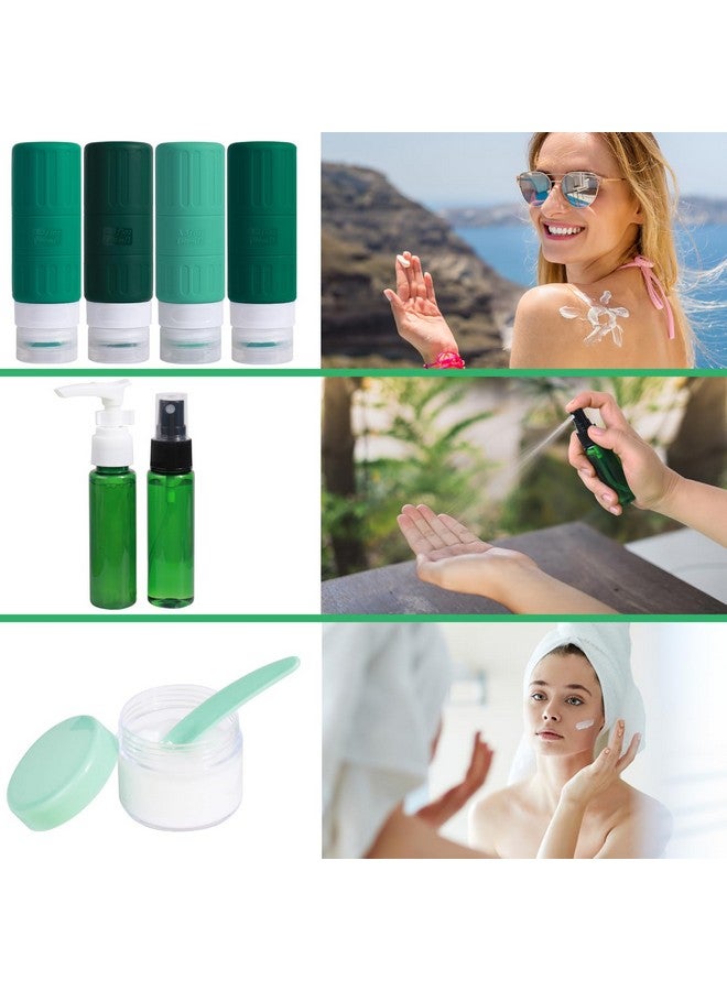 GLAMFIELDS Travel Bottles For Toiletries,Tsa Approved 3.3Oz Size Leakproof Silicone Toiletry Containers For Shampoo, Conditioner,Easy To Squeeze，Portable Travel Essentials For Lotion(18 Pack) Green - Image 3