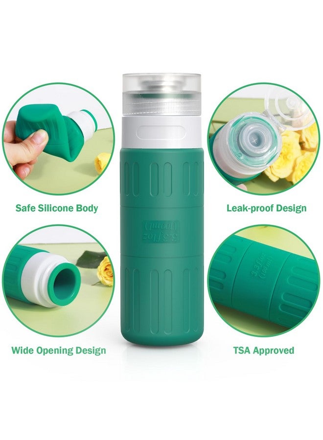 GLAMFIELDS Travel Bottles For Toiletries,Tsa Approved 3.3Oz Size Leakproof Silicone Toiletry Containers For Shampoo, Conditioner,Easy To Squeeze，Portable Travel Essentials For Lotion(18 Pack) Green - Image 2