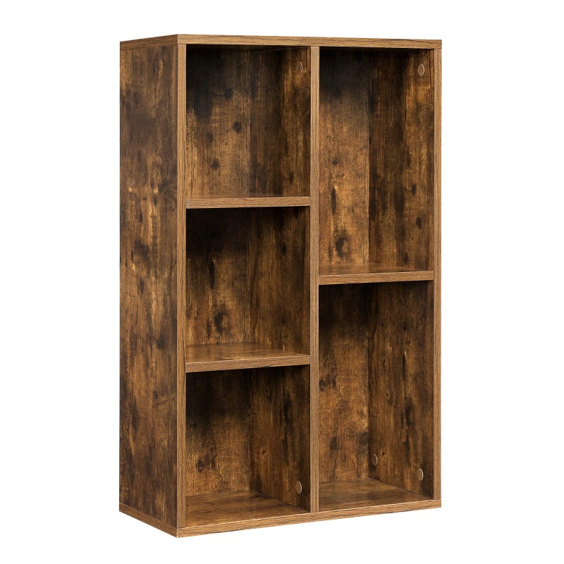 VASAGLE Bookcase, 5 Tier Shelf, Storage Unit, for Living Room, Office, Bedroom, Divider, 50 x 24 x 80 cm, Rustic Brown LBC025X01 - Image 1