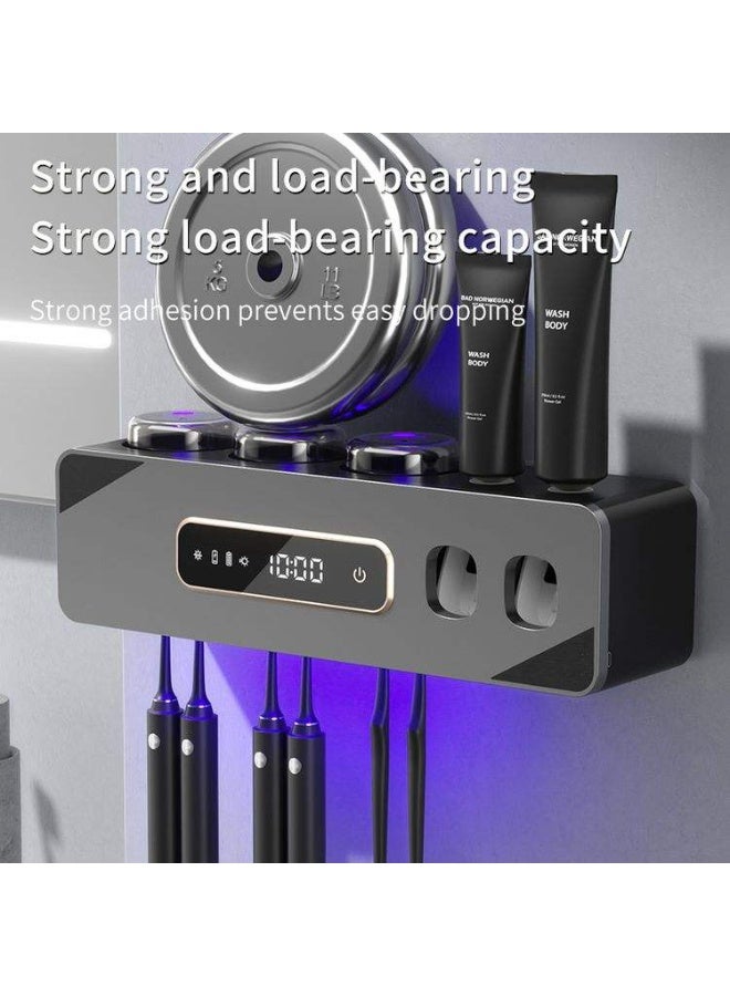 BlueFire Black, Multifunction UV Toothbrush Sterilizer - Smart Wall-Mounted Holder with UV-C Automatic Cleaning | Fast Air Drying & Germ Elimination | Bathroom Toothbrush Organizer & Disinfection Station for Family Oral Hygiene Care | Space Saving Hygienic Storage Rack for Home Use - Image 3