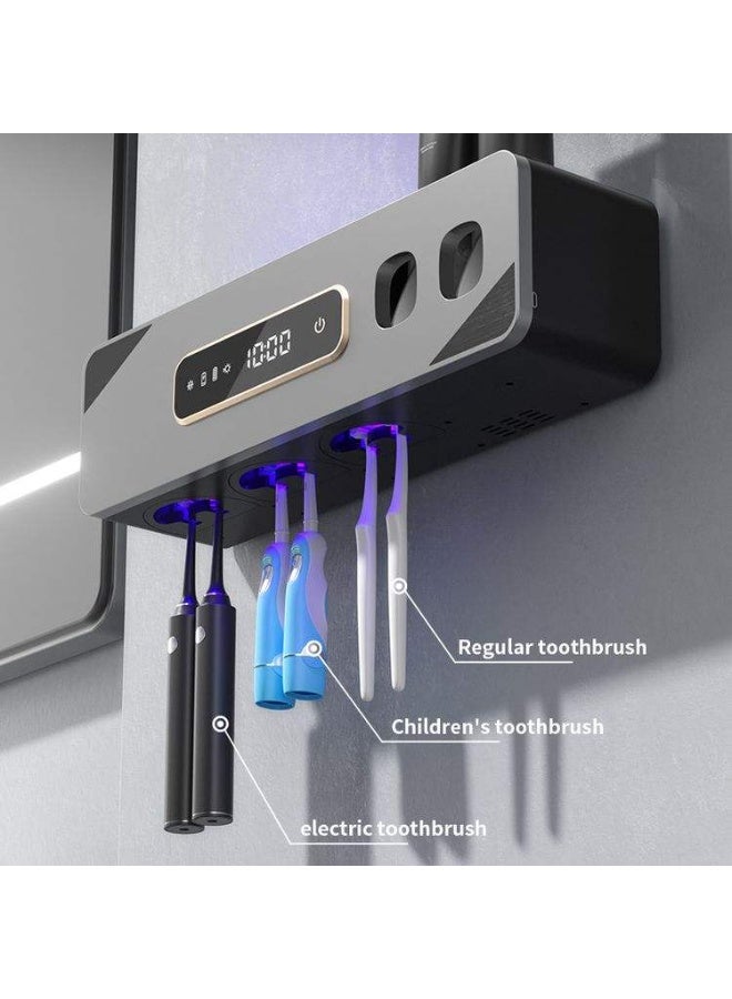 BlueFire Black, Multifunction UV Toothbrush Sterilizer - Smart Wall-Mounted Holder with UV-C Automatic Cleaning | Fast Air Drying & Germ Elimination | Bathroom Toothbrush Organizer & Disinfection Station for Family Oral Hygiene Care | Space Saving Hygienic Storage Rack for Home Use - Image 5