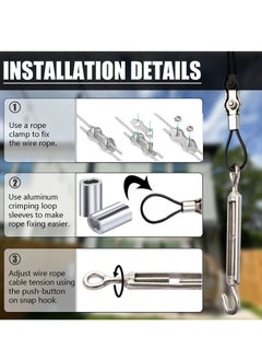 Generic String Light Hanging Kit with 164 Ft Nylon Coated 304 Stainless Steel Wire Rope Suspension Guide Turnbuckles and Hooks for Patio Backyard Lighting Accessories  - Image 5