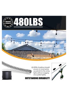 Generic String Light Hanging Kit with 164 Ft Nylon Coated 304 Stainless Steel Wire Rope Suspension Guide Turnbuckles and Hooks for Patio Backyard Lighting Accessories  - Image 2