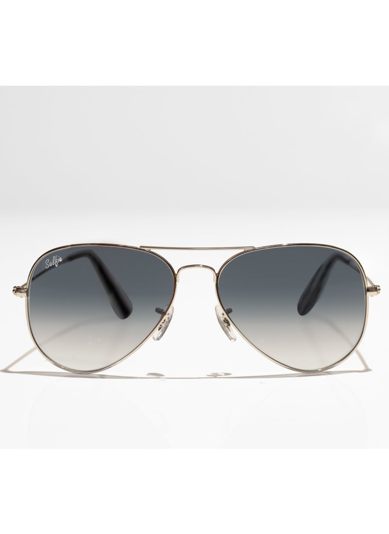 selfie Selfie Aviator Black Silver Metal Frame with  Sunglasses, SE3025-024  - Image 1