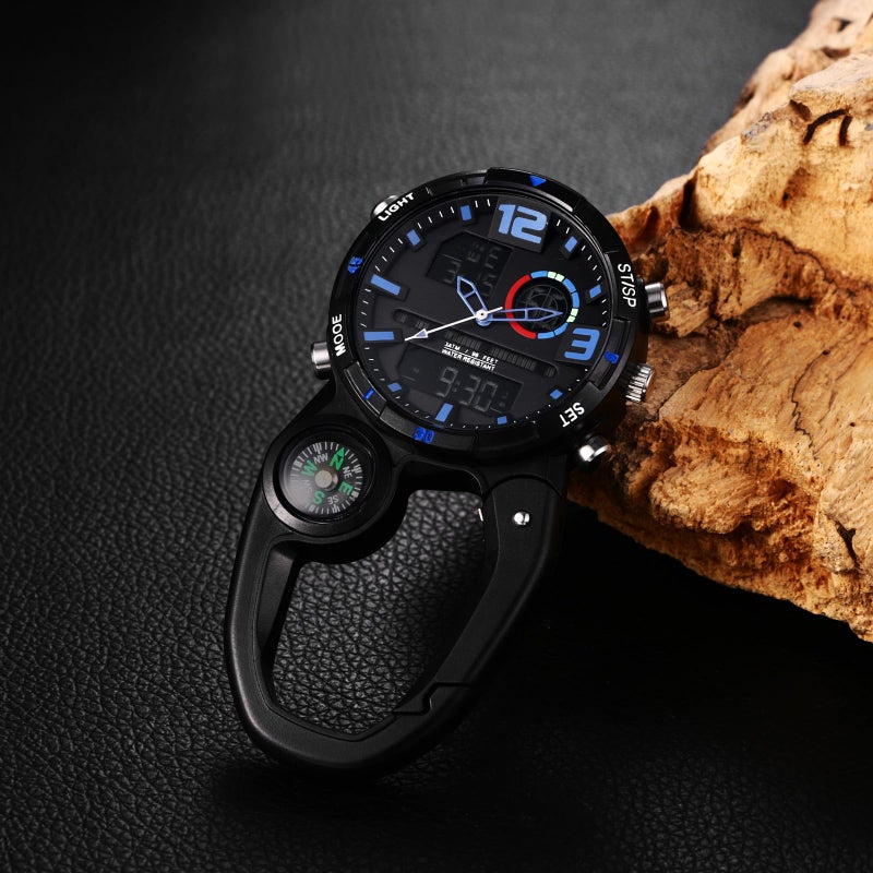 Lancardo Clip on Carabiner Watch: Multi-Function Backpack Watch for Men Women Analog Digital Date LED Alarm Sport Watch Hiking Climbing - Image 4