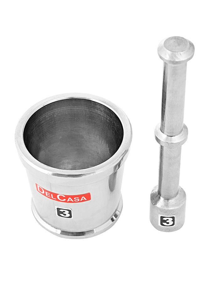 DELCASA Stainless Steel Mortar & Pestle Large Silver - Image 3