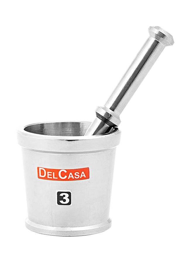 DELCASA Stainless Steel Mortar & Pestle Large Silver - Image 1