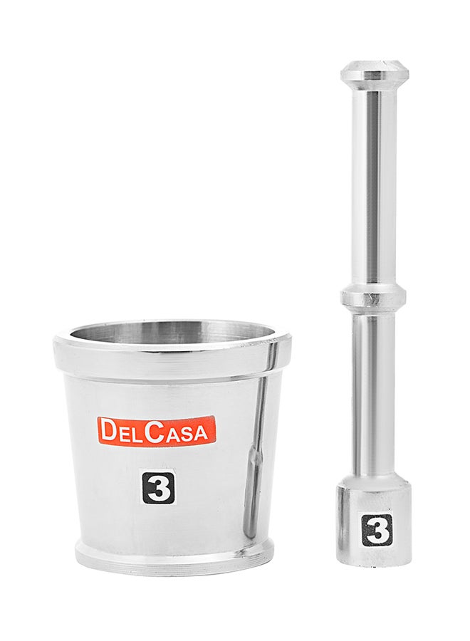 DELCASA Stainless Steel Mortar & Pestle Large Silver - Image 2