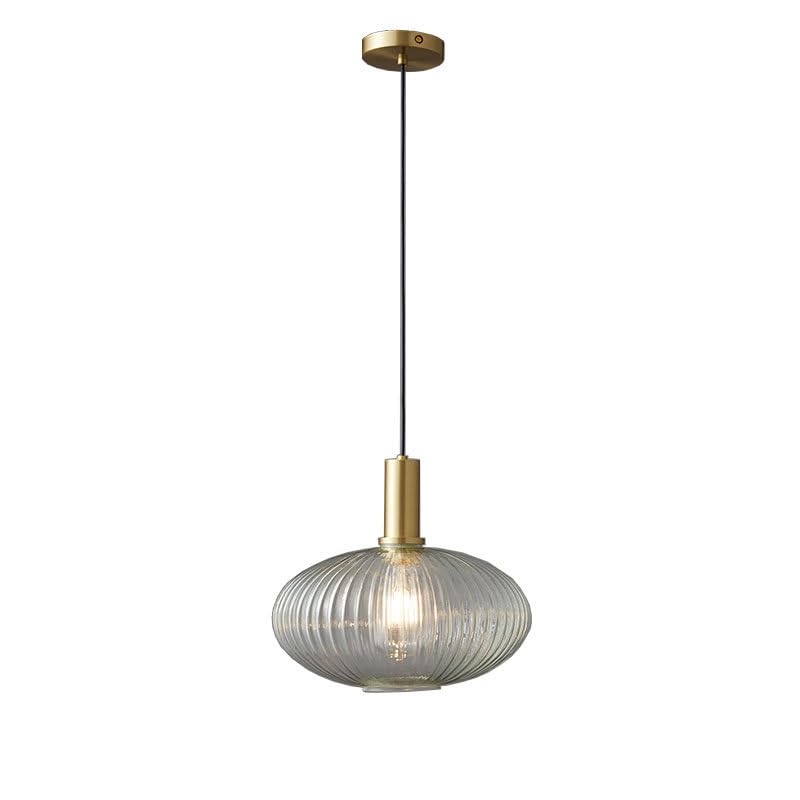 CITRA 1-Light Gold Champagne Fluted Glass Pendant Ceiling Light - Warm White - Image 3
