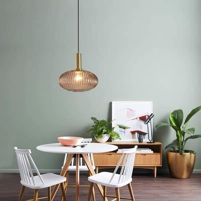 CITRA 1-Light Gold Champagne Fluted Glass Pendant Ceiling Light - Warm White - Image 1