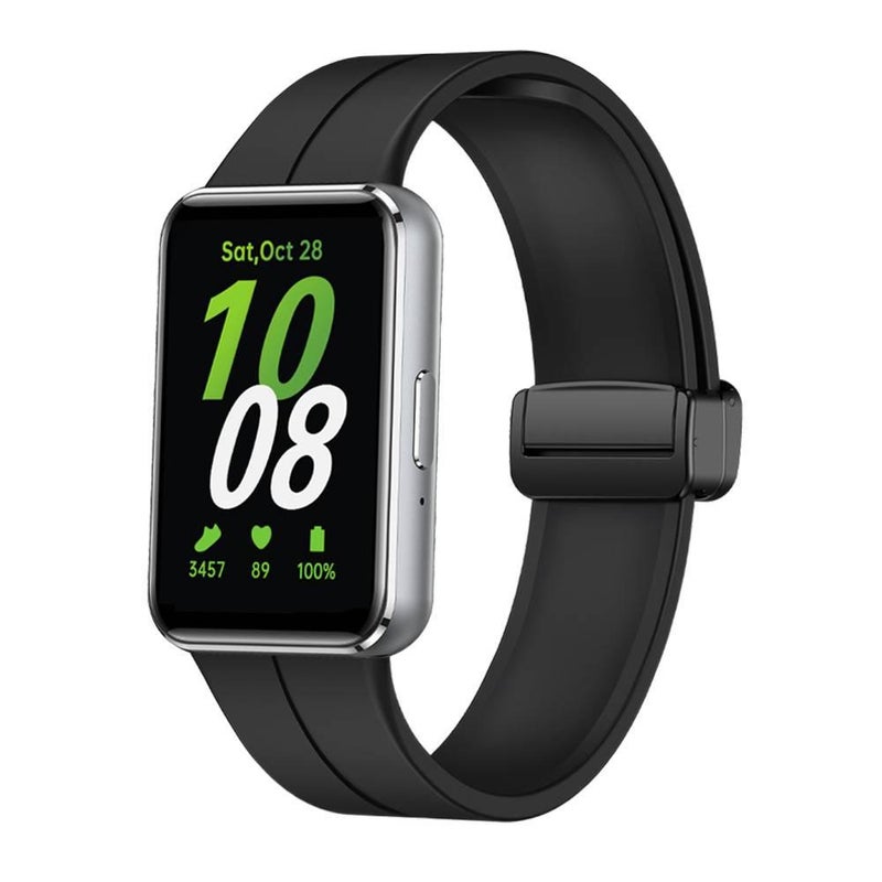 Adjustable Silicone Sport Smartwatch Band Compatible with Samsung Galaxy Watch with Fit Soft Strap and Quick Daily Replacement in White - Image 3