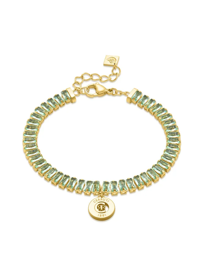 CERRUTI 1881 Claudia Gold Plated with Chryolite Crystals and 'CRR' Charm Bracelet for Women