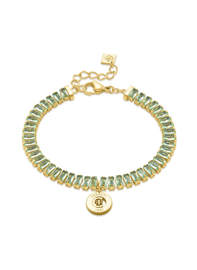 CERRUTI 1881 Claudia Gold Plated with Chryolite Crystals and 'CRR' Charm Bracelet for Women  - Image 1