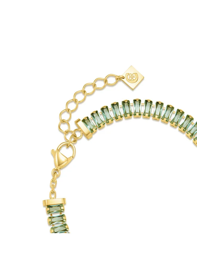CERRUTI 1881 Claudia Gold Plated with Chryolite Crystals and 'CRR' Charm Bracelet for Women