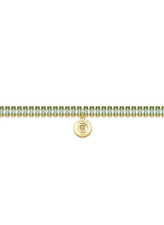 CERRUTI 1881 Claudia Gold Plated with Chryolite Crystals and 'CRR' Charm Bracelet for Women
