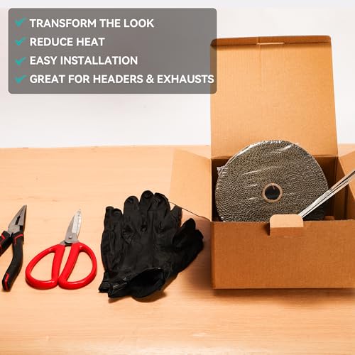 JOUGU Exhaust Heat Wrap Roll 2" x 50' Titanium Fiberglass Heat Shield Tape 3 Rolls 5cm x 15m with 30pcs Stainless Ties for Motorcycle Car Truck - Image 4