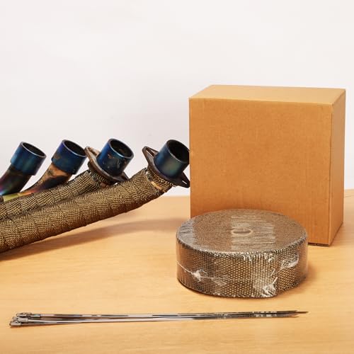 JOUGU Exhaust Heat Wrap Roll 2" x 50' Titanium Fiberglass Heat Shield Tape 3 Rolls 5cm x 15m with 30pcs Stainless Ties for Motorcycle Car Truck - Image 5