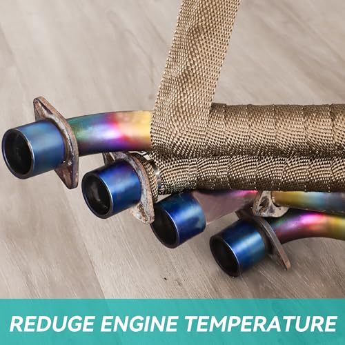 JOUGU Exhaust Heat Wrap Roll 2" x 50' Titanium Fiberglass Heat Shield Tape 3 Rolls 5cm x 15m with 30pcs Stainless Ties for Motorcycle Car Truck - Image 3