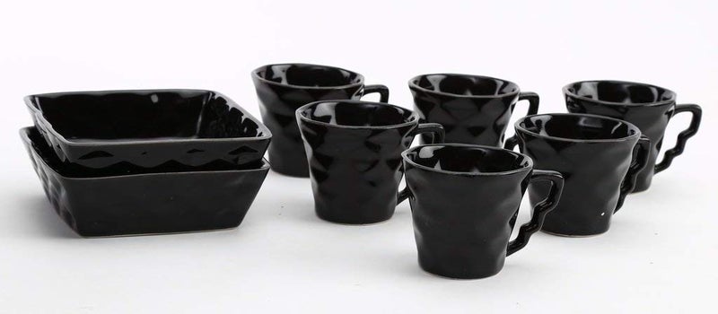 Kittens KITTENS Ceramic Coffee Mug Set of 6 with Snacks Serving Bowls of 2 Pieces Handpainted Mugs Microwave and Dishwasher Safe Food Grade Material Black Color - Image 5