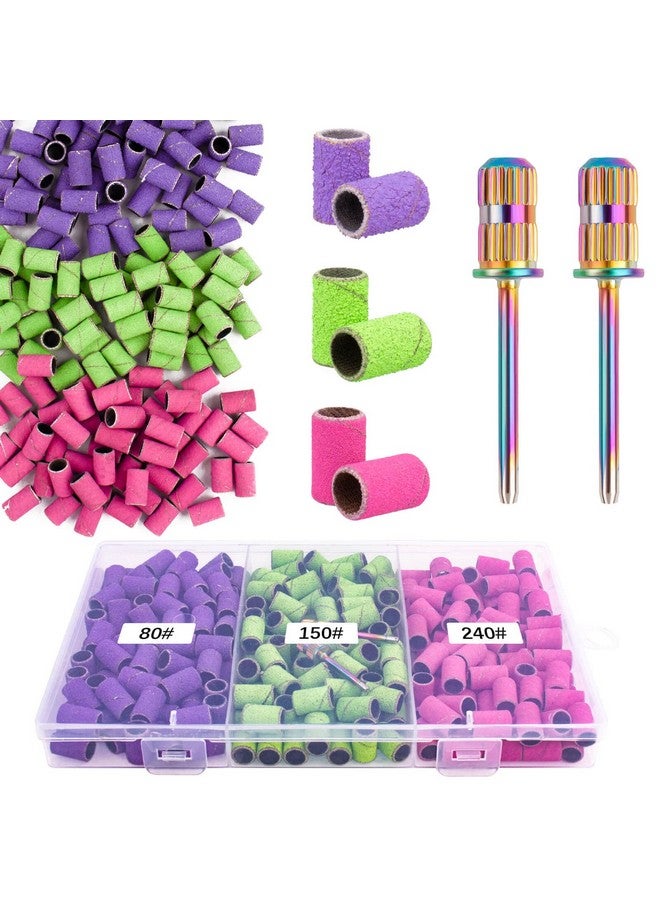 Rolybag Sanding Bands For Nail Drill Sanding Bands80150240 Grits 210Pcs Color Coarse Fine Nail Sanding Bands 2Pcs Nail Drill Bits 3/32 Mandrel Bits Portable Storage Box Set - Image 1