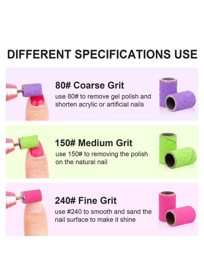 Rolybag Sanding Bands For Nail Drill Sanding Bands80150240 Grits 210Pcs Color Coarse Fine Nail Sanding Bands 2Pcs Nail Drill Bits 3/32 Mandrel Bits Portable Storage Box Set - Image 2