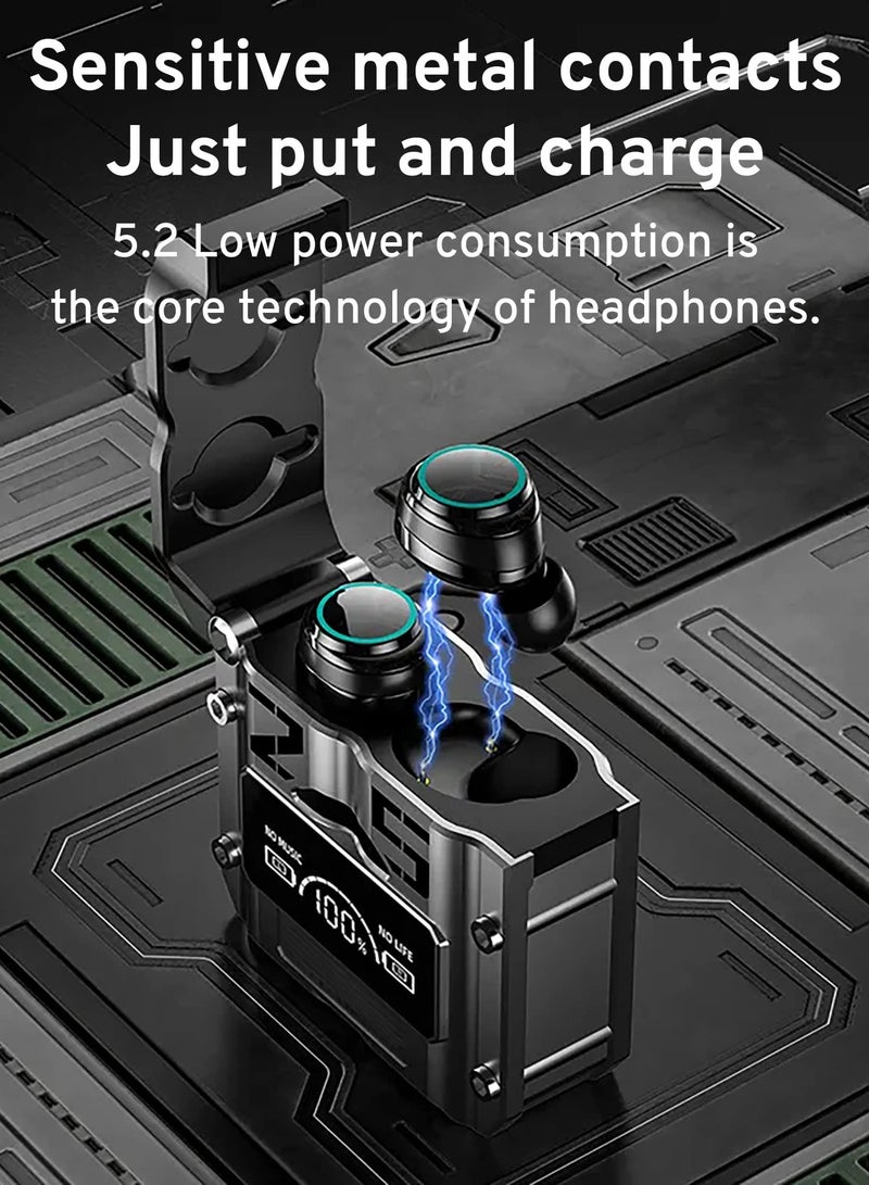 M25 BT5.3 Wireless Sport Earbuds with Environment Noise Cancelling, IPX7 Waterproof, Bluetooth Stereo, 4 Built-in Microphones, Premium Sound and Deep Bass (Black) - Image 5