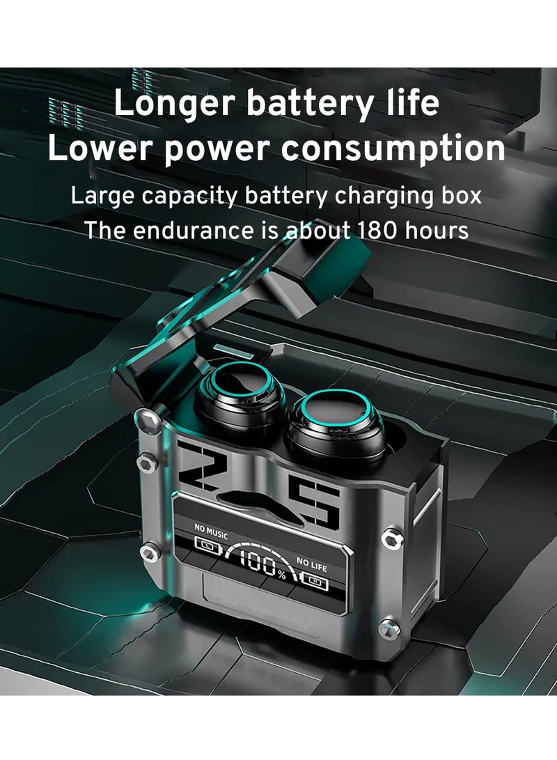 M25 BT5.3 Wireless Sport Earbuds with Environment Noise Cancelling, IPX7 Waterproof, Bluetooth Stereo, 4 Built-in Microphones, Premium Sound and Deep Bass (Black) - Image 2