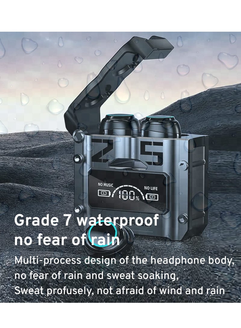 M25 BT5.3 Wireless Sport Earbuds with Environment Noise Cancelling, IPX7 Waterproof, Bluetooth Stereo, 4 Built-in Microphones, Premium Sound and Deep Bass (Black) - Image 4