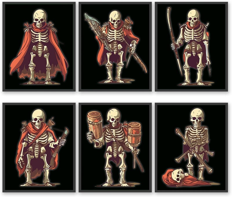 HoozGee Skull Warrior Wall Art Prints, Skeleton Warrior Art Decor, Gothic Wall Decor, Goth Room Decor, Halloween Decor, Creepy Art Prints Scary Picture for Bedroom Decoration (8"x10" UNFRAMED) - Image 1