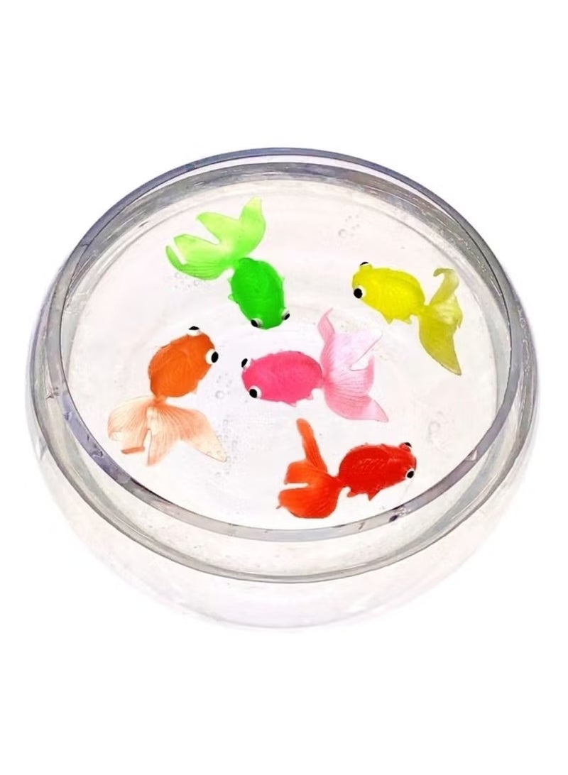 Bukela 6Pcs Baby Bath Toys, Spoon Net Fish Pond Toys, Simulation Soft Rubber Goldfish 6cm Soft Floating Bath Fish Fishing Toys Translucent Eco-Friendly Material - Image 3