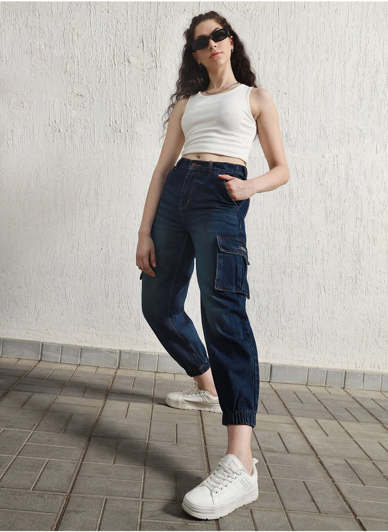Hubberholme Relaxed Fit High-Rise Pure Cotton Cargo Jogger for Women  - Image 5
