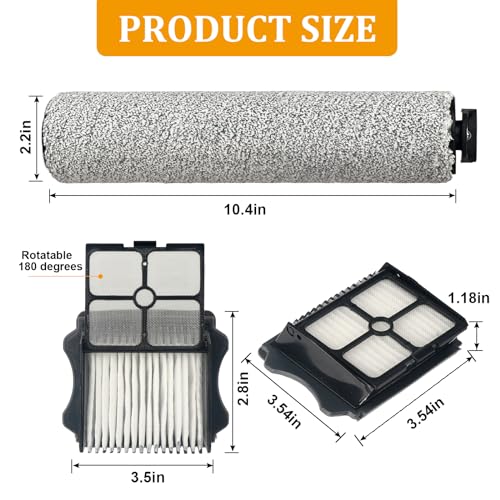 GZJoSum 2 Pack Soft Roller Brush Replacement Parts for Tineco Floor ONE S5 Steam Cleaner Wet Dry Vacuum, Replacement Parts Accessory Kit for Tineco Floor Cleaner Including 3 Pack Vacuum HEPA Filters - Image 2