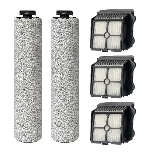 GZJoSum 2 Pack Soft Roller Brush Replacement Parts for Tineco Floor ONE S5 Steam Cleaner Wet Dry Vacuum, Replacement Parts Accessory Kit for Tineco Floor Cleaner Including 3 Pack Vacuum HEPA Filters - Image 1