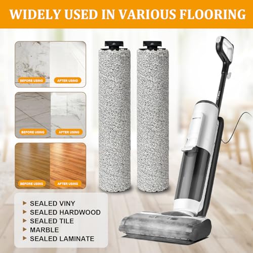 GZJoSum 2 Pack Soft Roller Brush Replacement Parts for Tineco Floor ONE S5 Steam Cleaner Wet Dry Vacuum, Replacement Parts Accessory Kit for Tineco Floor Cleaner Including 3 Pack Vacuum HEPA Filters - Image 5