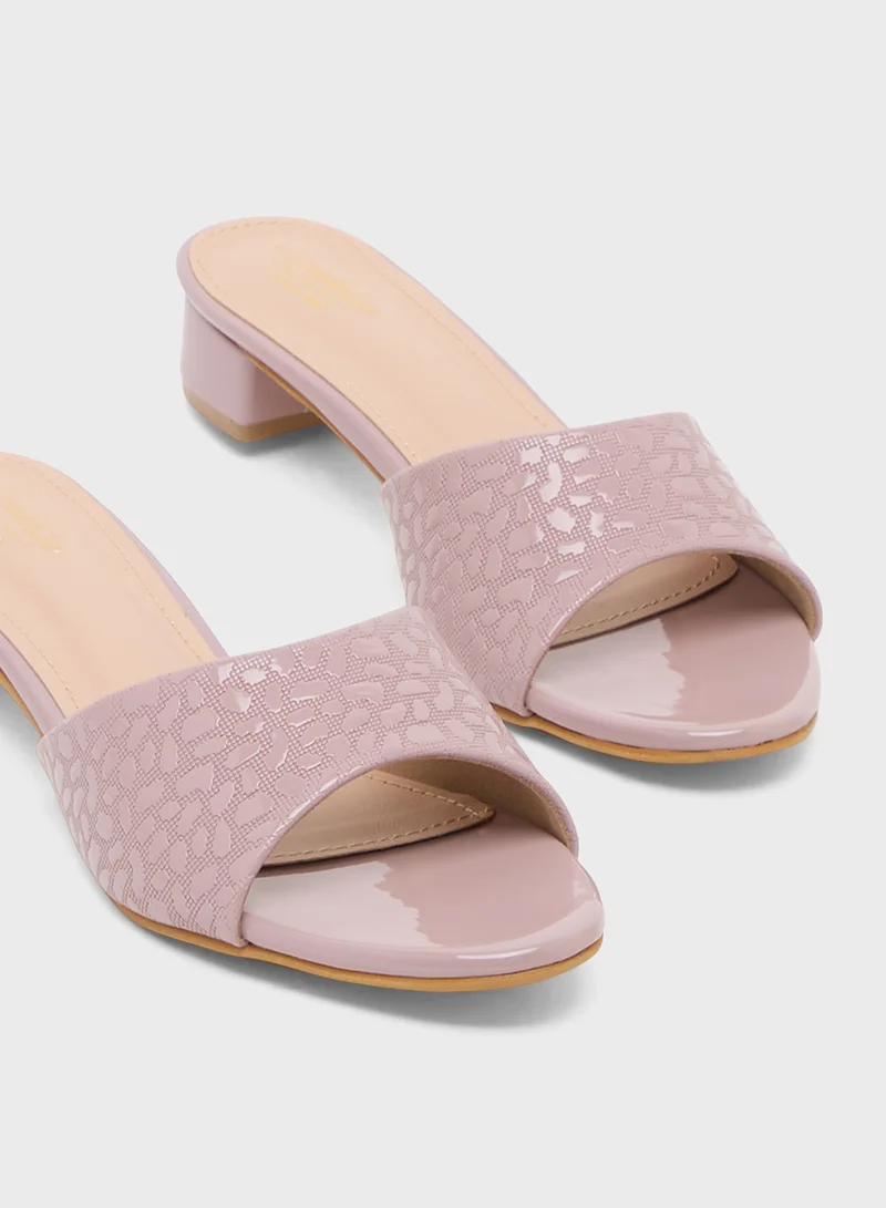 Pink Step Low Heeled Sandal