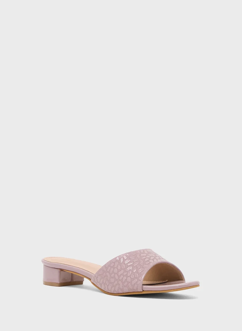 Pink Step Low Heeled Sandal