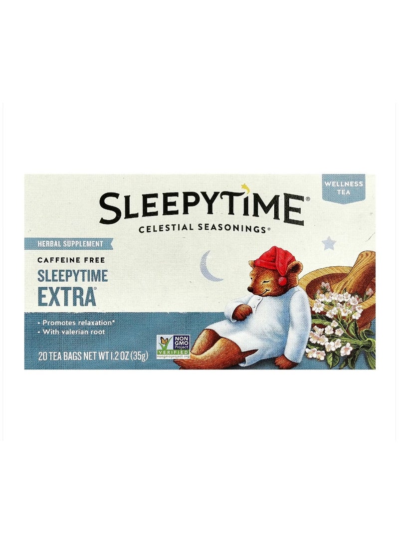 CELESTIAL SEASONINGS Sleepytime Extra, Wellness Tea, Caffeine Free, 20 Tea Bags, 1.2 oz (35 g)  - Image 1
