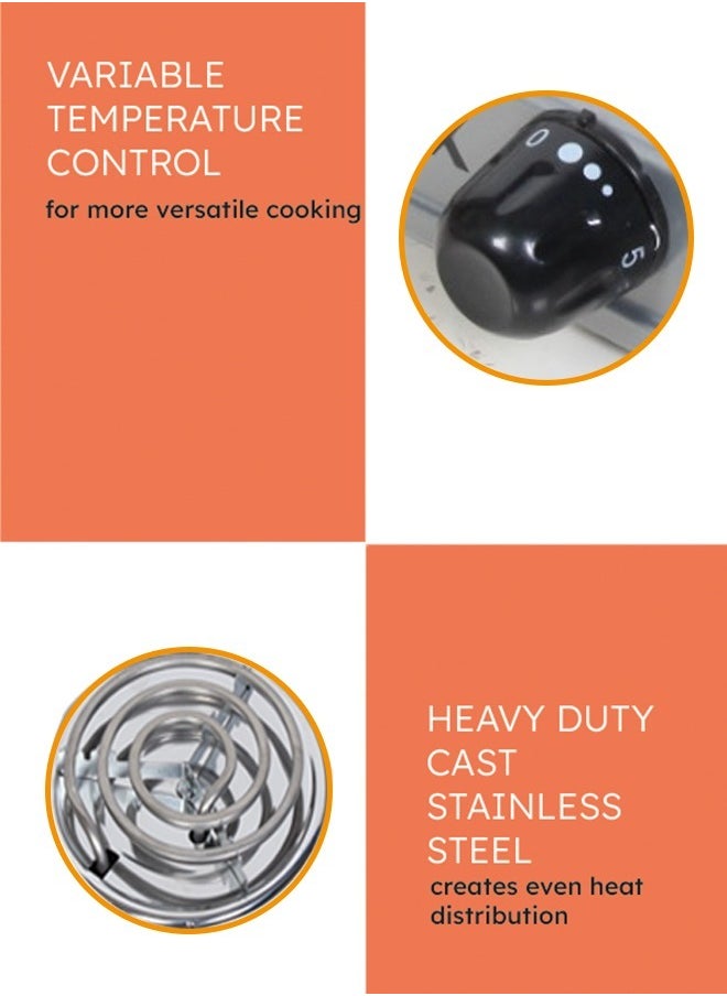lynx Lynx Small Electric Cooktop, Single Burner Stainless Steel with Overheat Protection, Lightweight 1000W Power, Compact and Portable, Precise Temperature Control, Integrated Safety Locks , LY-HP-6012  - Image 3