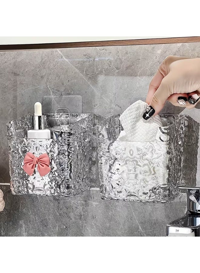 Acrylic Toothbrush and Tissue Organizer with Elegant Wave Design – Wall Mounted No Drilling Storage Rack for Bathroom, Bedroom and Vanity – Multi Functional Makeup Brush Holder and Cosmetic Organizer Shelf for Home Decor and Office Accessories - Image 5