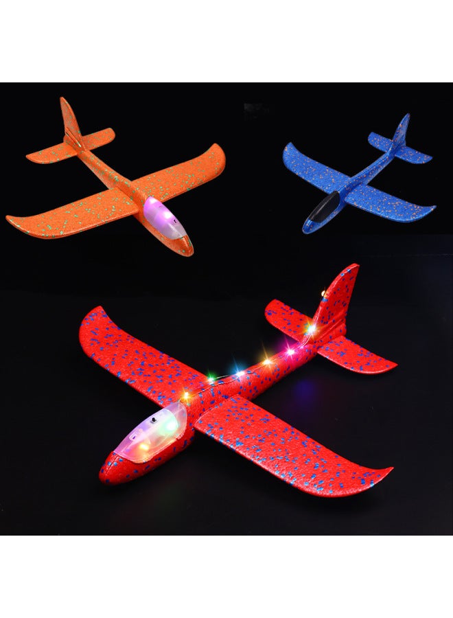 49cm Large Foam Aircraft Light-emitting Toy Hand Throw Aircraft Model Aircraft Children Glider Activity Push Gift Festival-Color:Red Full Body Luminous Aircraft - Image 2