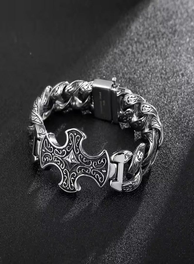 THE MEN THING Royal Series Bracelet – Pure Titanium Steel Chain Bracelet for Men & Boy (8inch) (CRUCIFIX) - Image 5