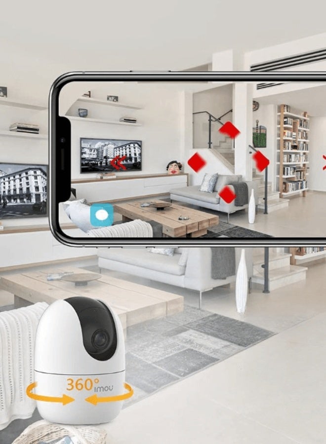 Pack of 2 Ranger 2C 360 Degree WiFi Security Camera (White), Up to 256GB SD Card Support, 1080P Full HD, Privacy Mode, Alexa Google Assistant, Motion Detection & Human Detection, 2-Way Audio, Night Vision