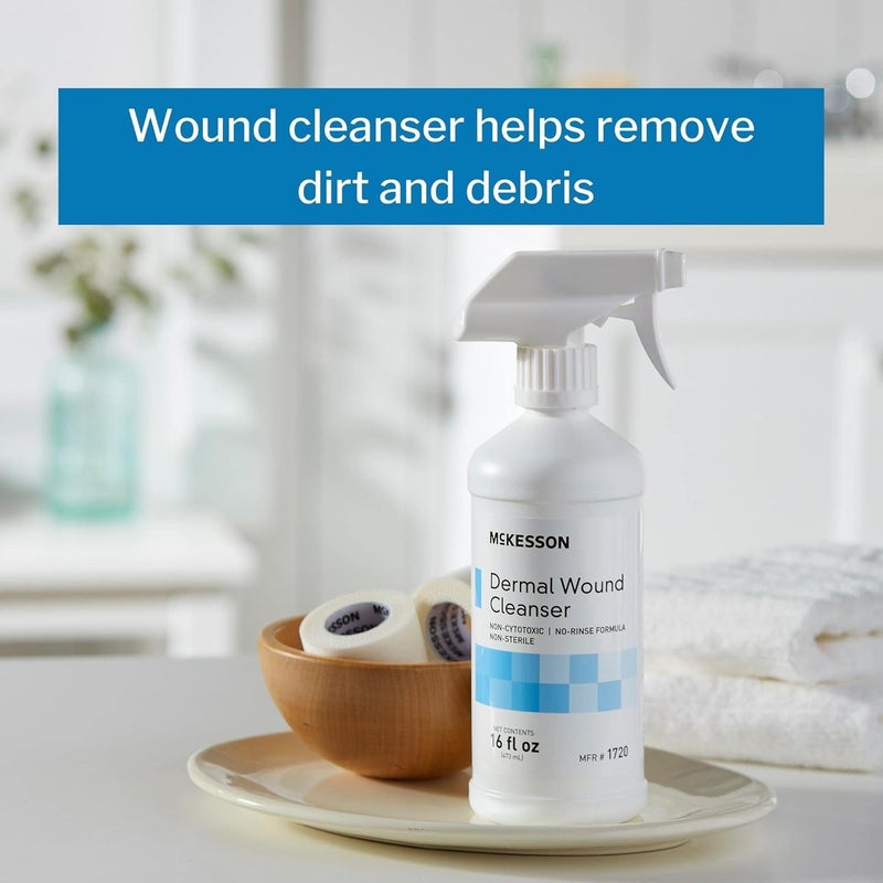 McKesson Dermal Wound Cleaning Spray, Sterile First Aid Saline and Skin Care Cleanser, 16 oz - Effective Wound and debridement Treatment, 1 Count - Image 1