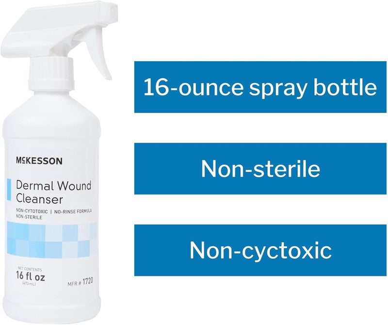 McKesson Dermal Wound Cleaning Spray, Sterile First Aid Saline and Skin Care Cleanser, 16 oz - Effective Wound and debridement Treatment, 1 Count - Image 2