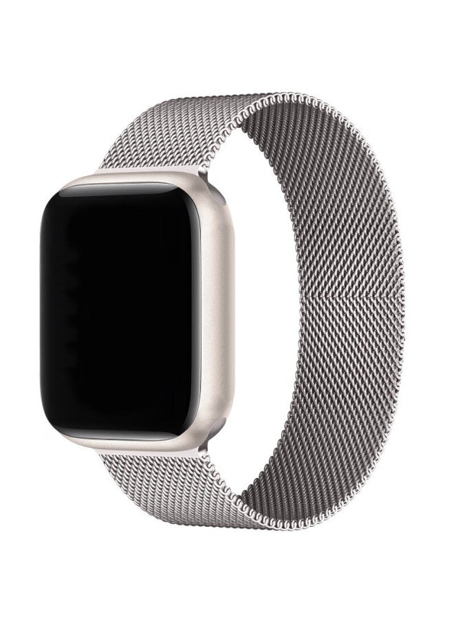 Kmaxai Compatible With Apple Watch S10/9 Milanese Loop Ultra 2/1 Se/8/7/6 Stainless Steel Metal Braided Watch Band With Magnetic Clasp, 45/46/49mm Starlight Color - Image 2
