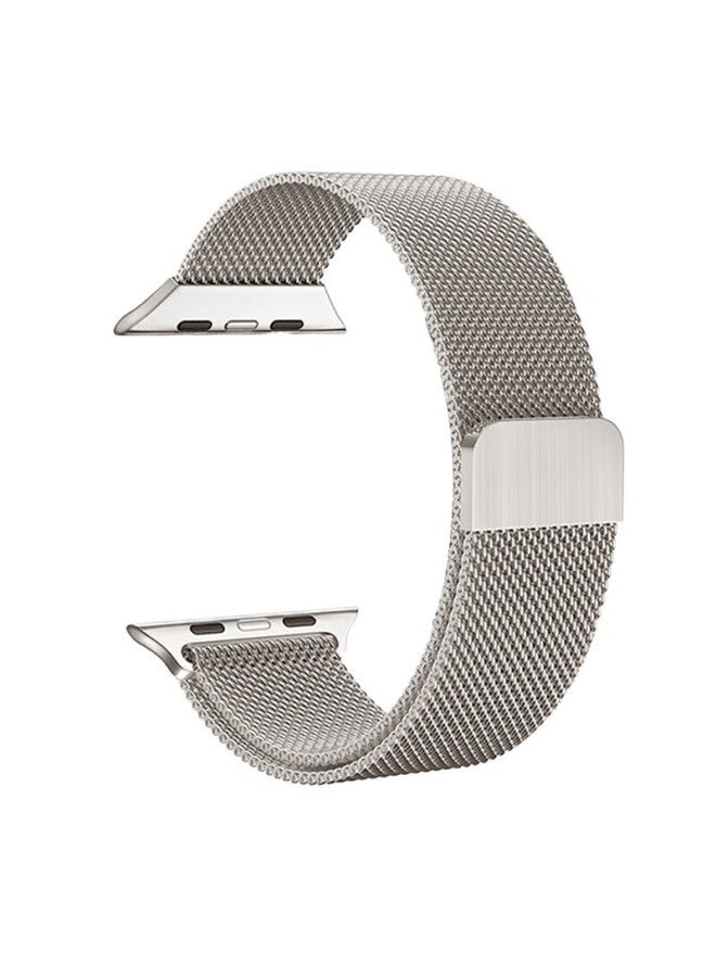 Kmaxai Compatible With Apple Watch S10/9 Milanese Loop Ultra 2/1 Se/8/7/6 Stainless Steel Metal Braided Watch Band With Magnetic Clasp, 45/46/49mm Starlight Color - Image 4