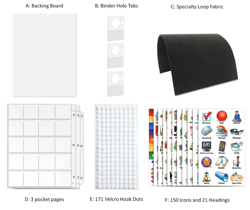 SchKIDules V-KIt - Portable, Binder-Ready Visual Schedule for Kids w/8.5x11" Backboard & 150 laminated Icons plus 21 Headings - Image 4